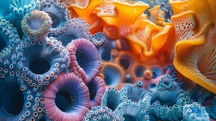 Witness the intricate patterns and vibrant hues of sea sponges, each one a masterpiece of...