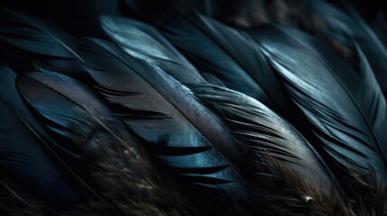 Dark blue raven feathers with visible feather structure.