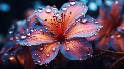 Beautiful flower with dew drops on it. Macro shot.