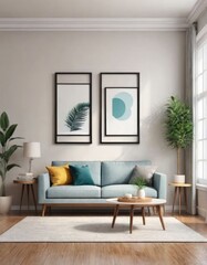 frame mockup on interior background