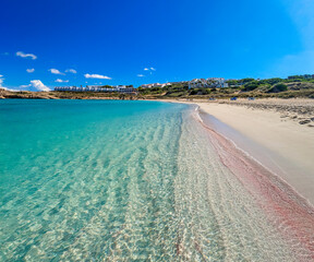 Areal drone view of Arenal de Son Saura beach at Menorca island, Spain - 772475022