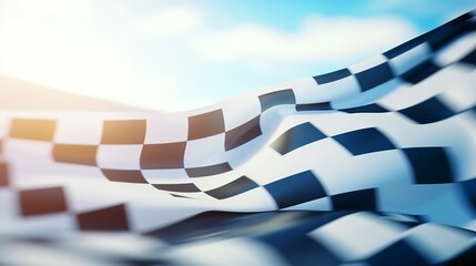  Waving Racing finish flag with checkered pattern texture in slow motion Generate AI