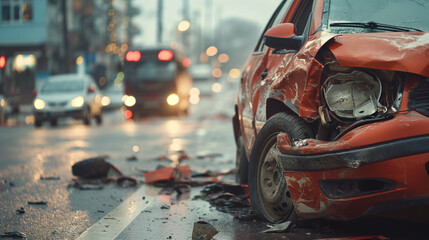 
Car accident, crashes injuries, and fatalities on the common road, car safety, and driver errors - obrazy, fototapety, plakaty