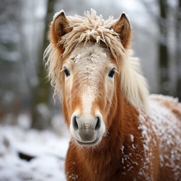 I took this photo of our haflinger horse at the moment he was stealing Frosty the Snowman's nose I took this photo in winter 2009