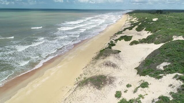 Aerial view of Riacho Doce Beach, Itaúnas State Park - Conceição da Barra, Espírito Santo, Brazil