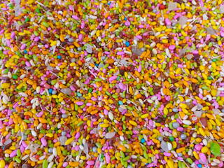 Sugar coated colorful Fennel seeds background - Colorful Candy Background 