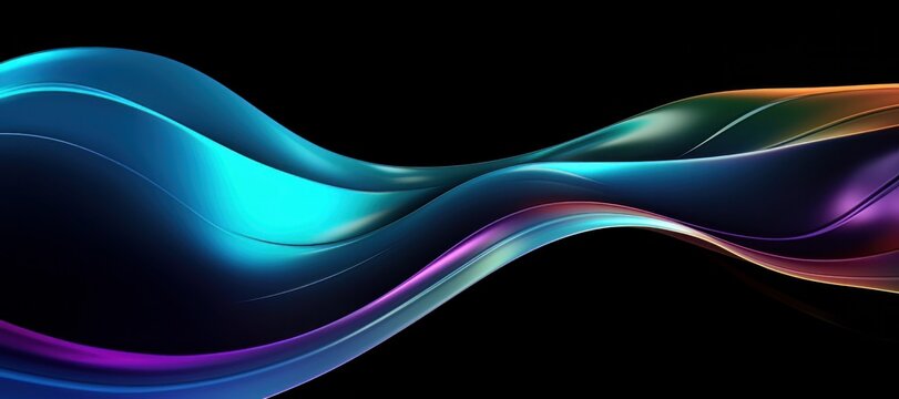 3d rendering of a multi colored flowing , abstract wavy iridescent background banner