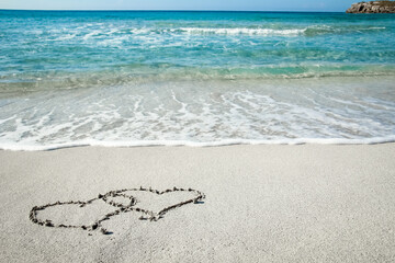 beautiful drawings on the sand of the sea shore