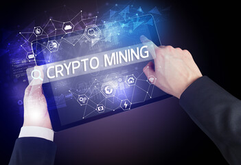 Close-up of a tablet searching inscription