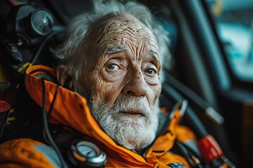 A paramedic administering oxygen to a patient in respiratory distress