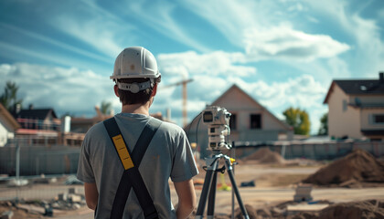 land surveyor on construction site