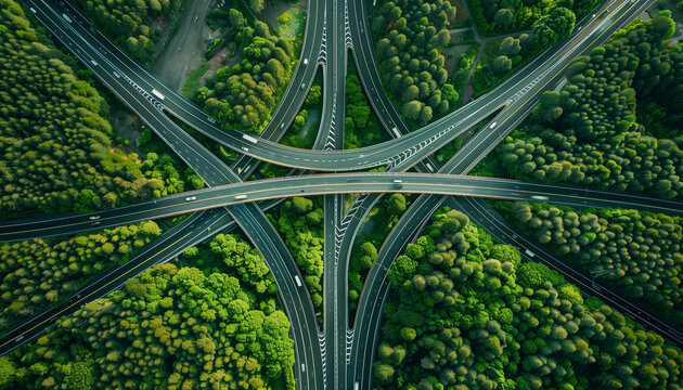 aerial shot of a highway interchange