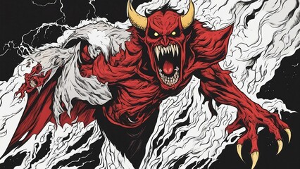 dragon head tattoo A devil scream character as a red demon or monster screaming with fangs and teeth with in an open mouth 