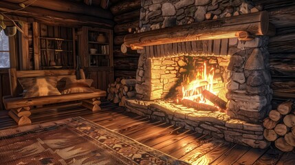 fireplace with burning wood