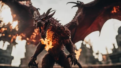Fotobehang Molten roch devil demon dragon in attack  © Jared