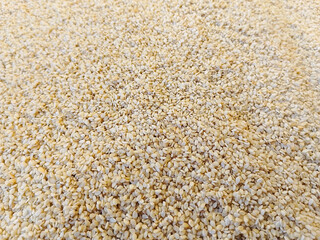 Organic White Sesame Seeds (White Till) Top View Background 