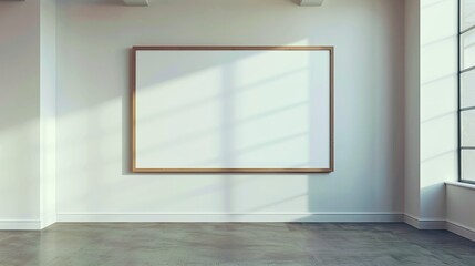 empty room with blank wall frame mockup