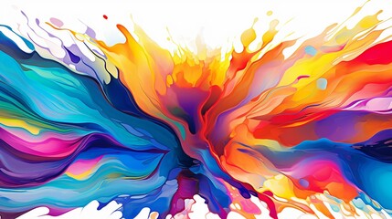  Rainbow splash shiny painting, textured canvas , colorful line light, design for banner  Generate AI