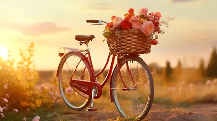 Foto op Aluminium Bicycle with flowers in garden.  © Saba