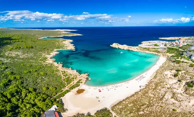 Foto op Plexiglas Areal drone view of Arenal de Son Saura beach at Menorca island, Spain © Martin Valigursky