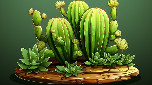 Iillustration  cactus  white background , Generate AI