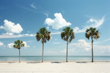 Obraz premium scenic view of exotic palm trees and beach in a summer day