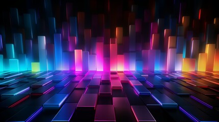 Colorful beam , hexagon effect, wallpaper background , cyberpunk light gold and red neon Generate AI - obrazy, fototapety, plakaty