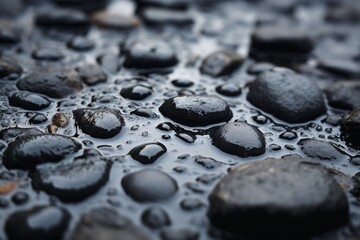 raindrops over a dry rocks ground
