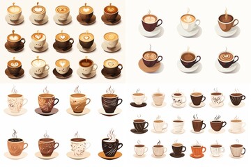 set of coffee cups isolated