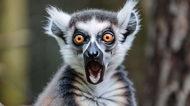 Lemur that laughs while feeding and has big eyes