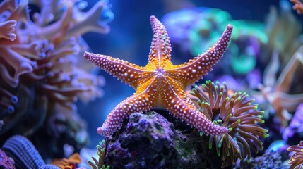 Close up of a starfish in an aquarium, suitable for educational purposes