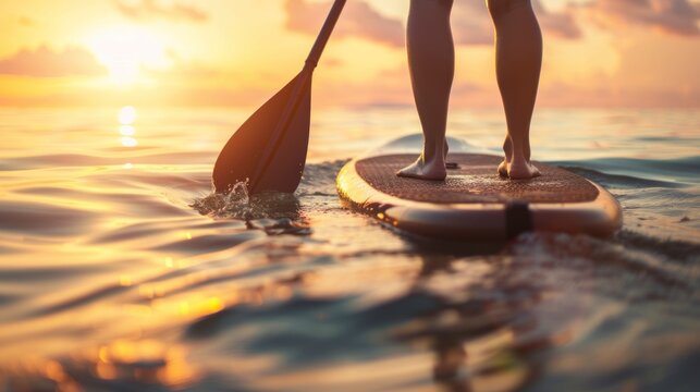 woman balancing on a paddle board
