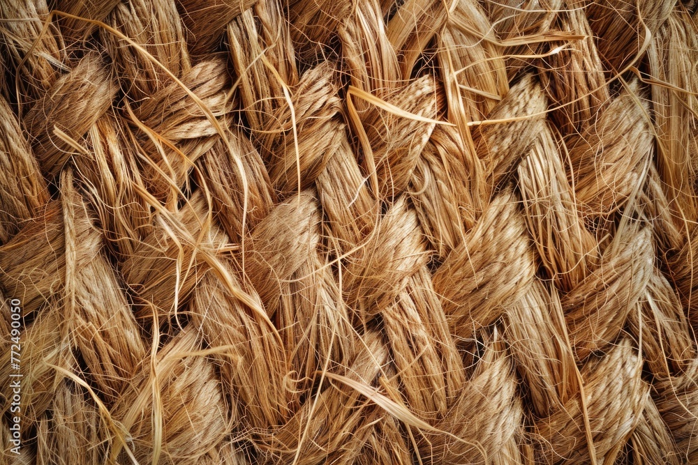 Aufkleber a close up view of a pile of brown rope. suitable for various creative projects