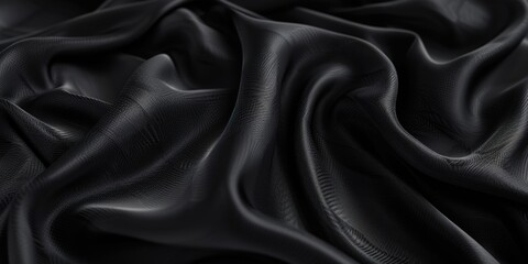 Fototapeta premium Close up of black silk fabric, suitable for fashion or luxury concepts