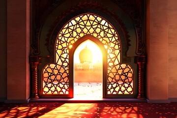 " Mosque Window Portal Ramadan Kareem Design"






