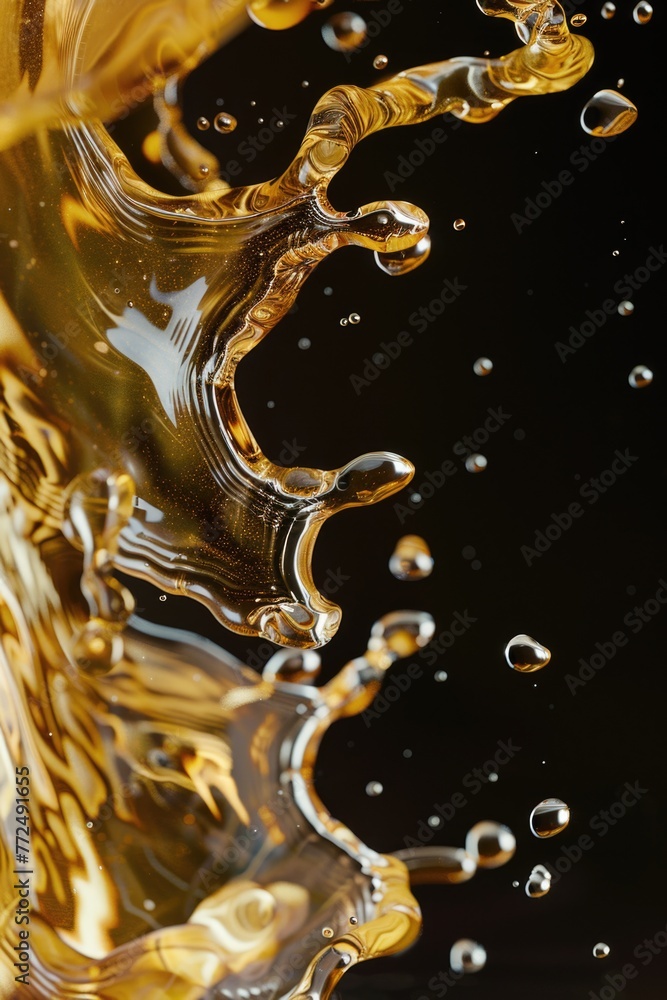 Poster close up view of liquid on black background, suitable for various design projects