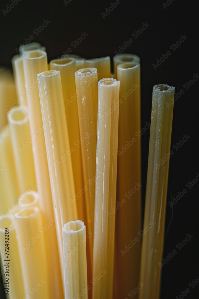 Poster close up of a bunch of colorful plastic straws. suitable for environmental and recycling concepts
