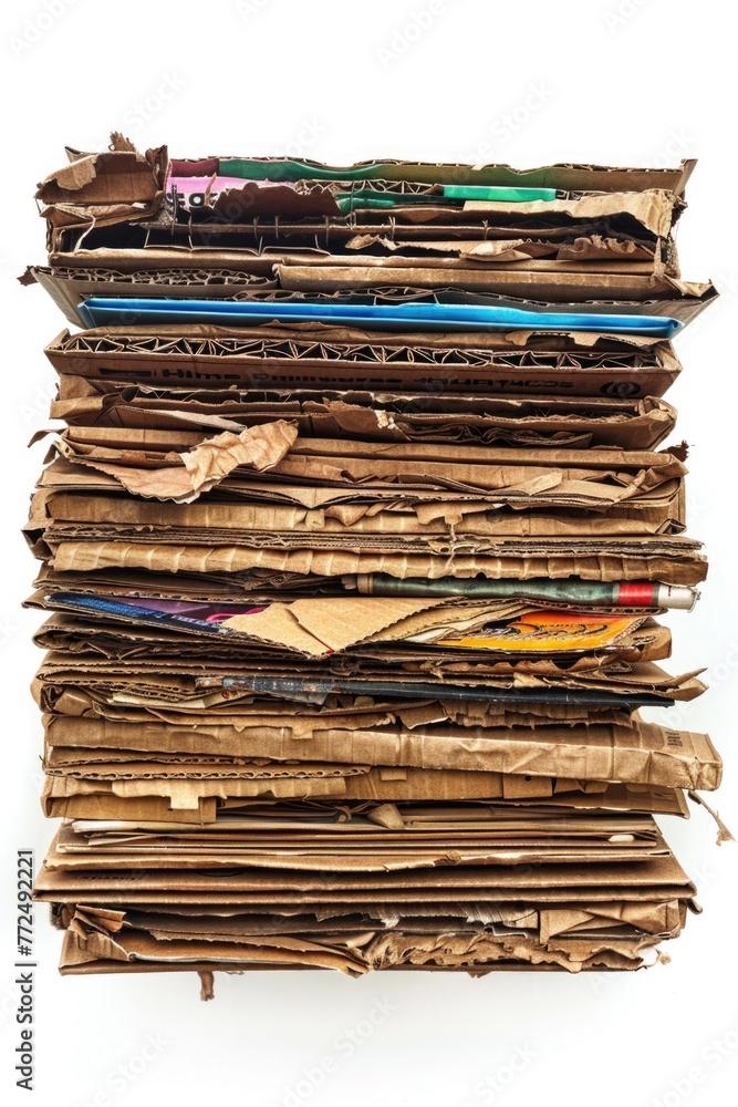 Poster A stack of brown paper with scissors on top. Perfect for DIY and craft projects