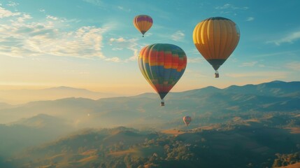 Colorful hot air balloons soaring high in the sky, perfect for travel concepts