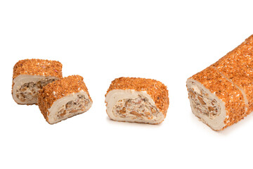 Sweet roll with nuts, turkish sweets.