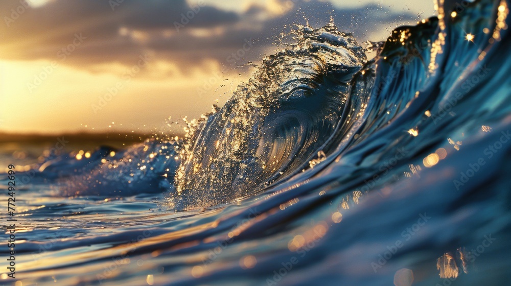 Poster close up of a powerful ocean wave, perfect for use in nature or travel related projects