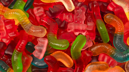 Assorted colorful gummy candies. Jelly  sweets.