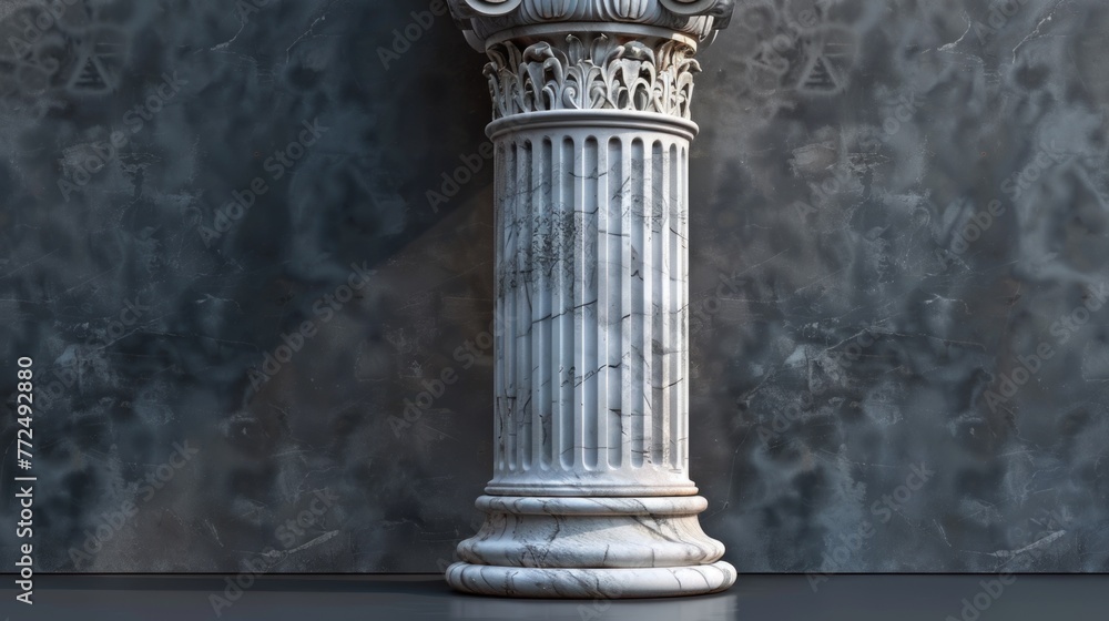 Poster detailed shot of a clock mounted on a pillar, suitable for various design projects