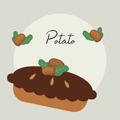 Flat Design Illustration with Pie at Potato