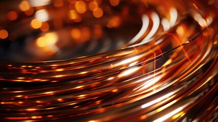 Detailed close up of a coil of copper wire. Suitable for industrial and technology concepts - obrazy, fototapety, plakaty