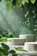 Group of concrete planters on cement floor, perfect for urban gardening projects