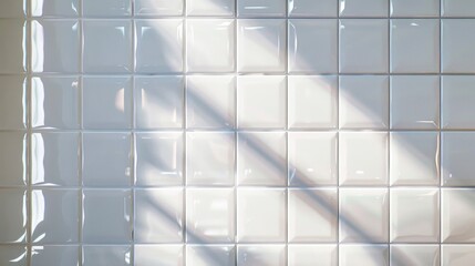 Detailed shot of a white tiled wall, suitable for architectural or interior design projects