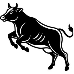 fat cow jump right icon silhouette bold engrave