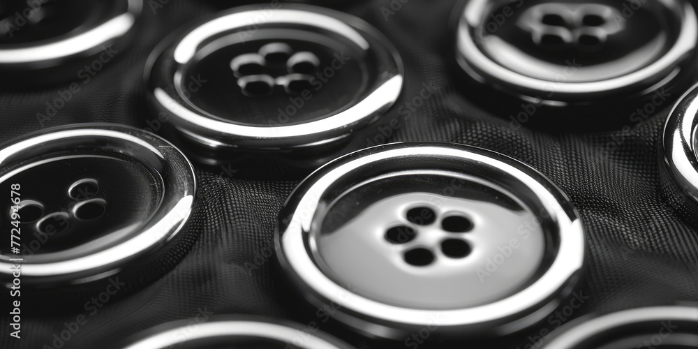 Leinwandbilder a collection of buttons neatly arranged on a table. suitable for crafts or sewing projects