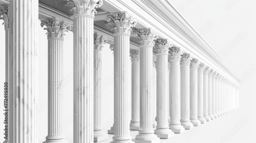 Poster row of white columns against a clear blue sky, suitable for architectural concepts